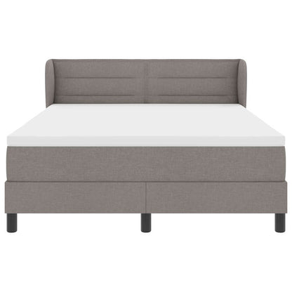 Postel S Boxspringem S Matrací S Čelo Taupe 140 X 190 Cm Textil