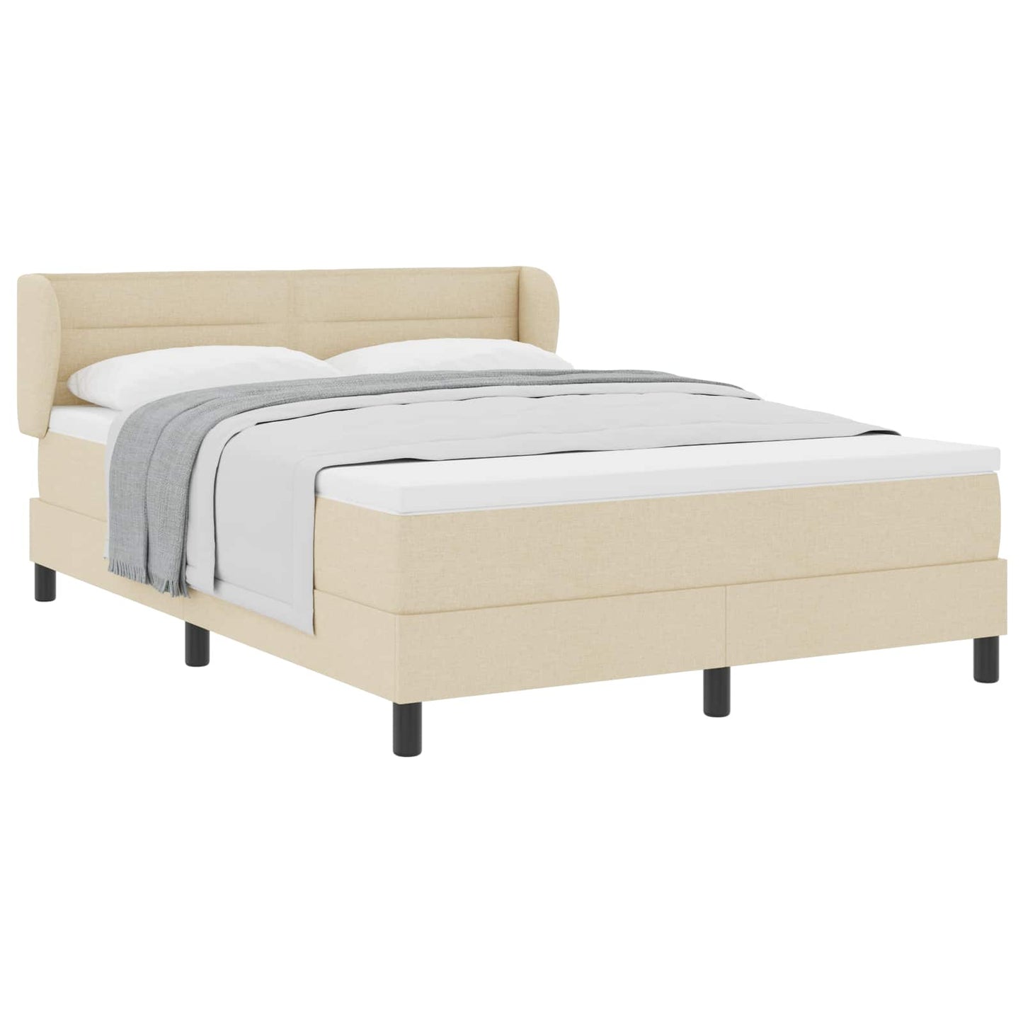 Postel S Boxspringem S Matrací Krémová 140 X 190 Cm Textil