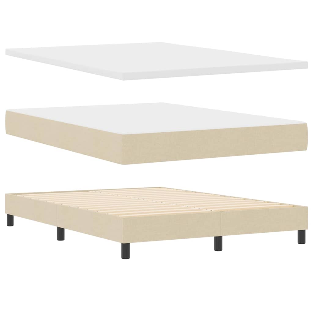 Postel S Boxspringem S Matrací Krémová 140 X 190 Cm Textil