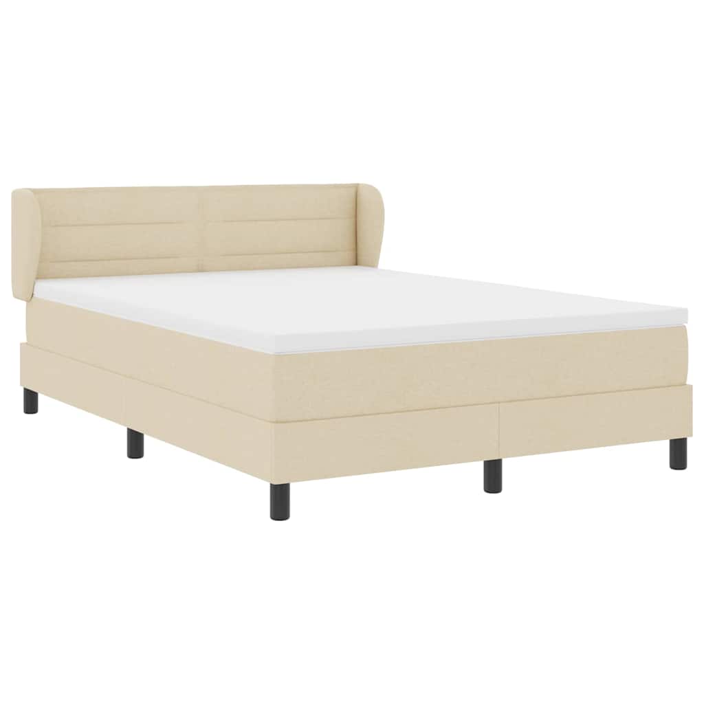 Postel S Boxspringem S Matrací Krémová 140 X 190 Cm Textil