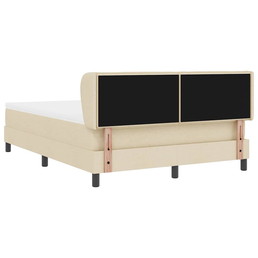 Postel S Boxspringem S Matrací Krémová 140 X 190 Cm Textil
