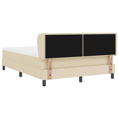 Postel S Boxspringem S Matrací Krémová 140 X 190 Cm Textil