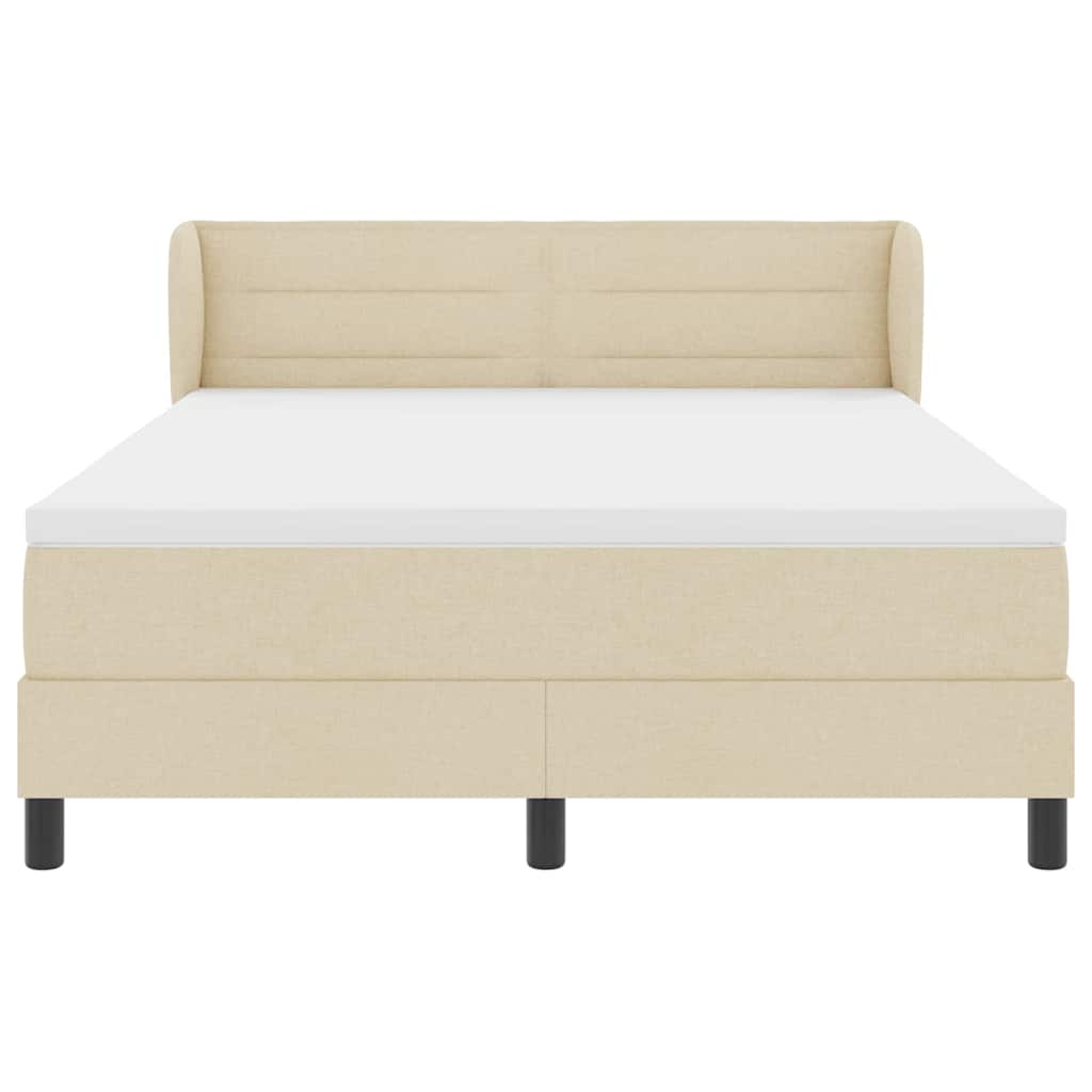 Postel S Boxspringem S Matrací Krémová 140 X 190 Cm Textil
