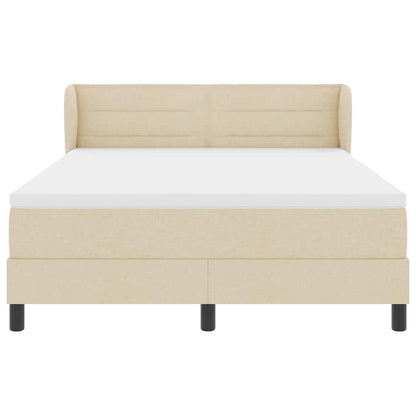 Postel S Boxspringem S Matrací Krémová 140 X 190 Cm Textil