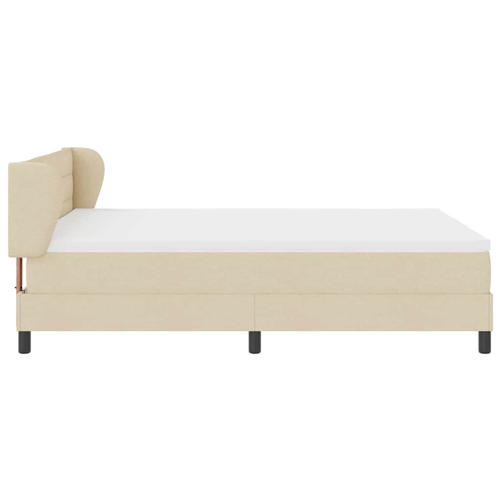 Postel S Boxspringem S Matrací Krémová 140 X 190 Cm Textil