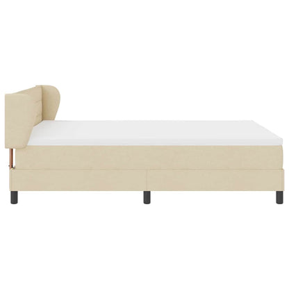 Postel S Boxspringem S Matrací Krémová 140 X 190 Cm Textil