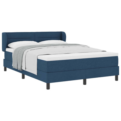 Postel S Boxspringem S Matrací S Čelo Modrá 140 X 190 Cm Textil
