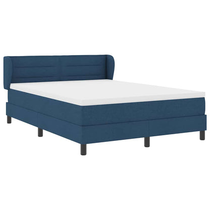 Postel S Boxspringem S Matrací S Čelo Modrá 140 X 190 Cm Textil