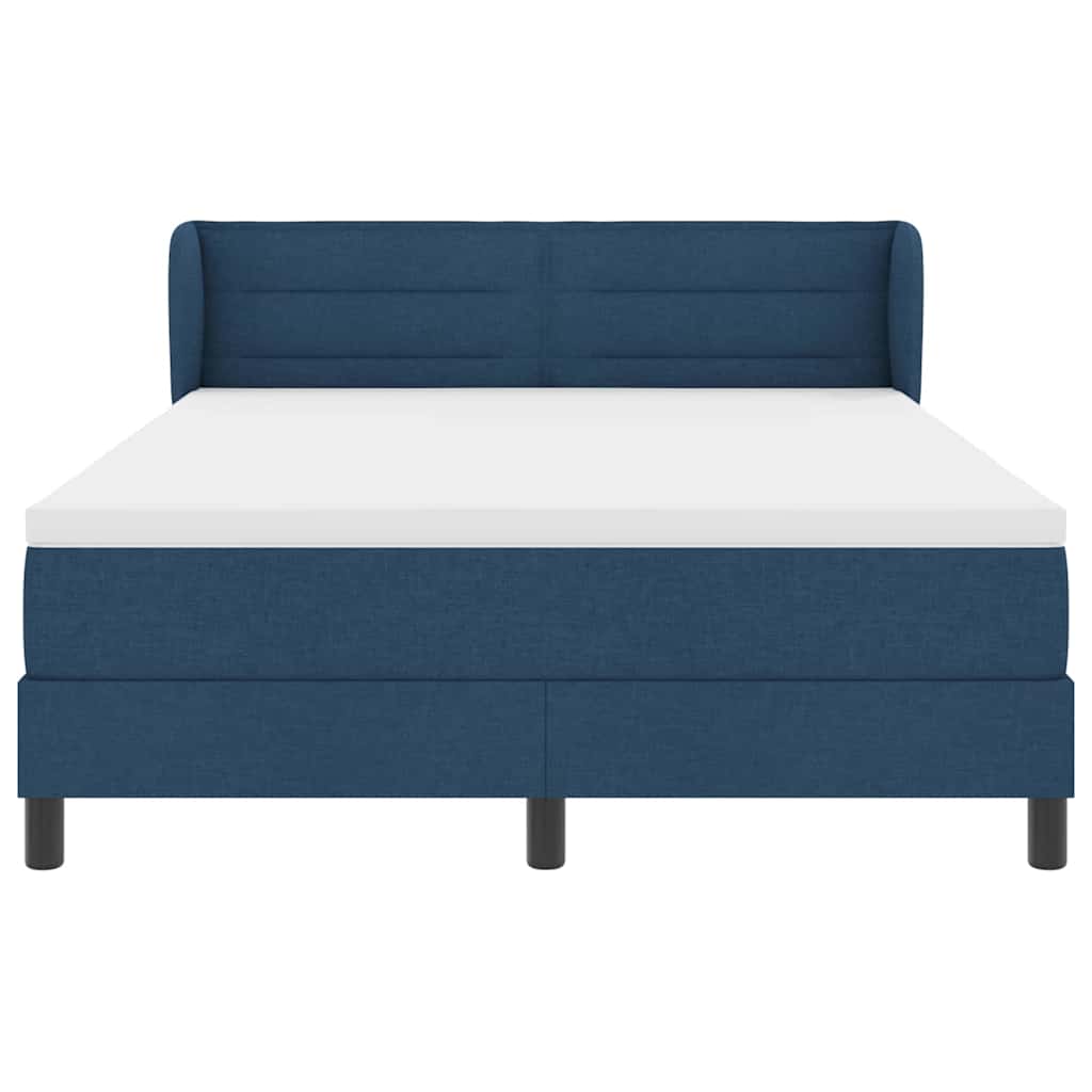 Postel S Boxspringem S Matrací S Čelo Modrá 140 X 190 Cm Textil