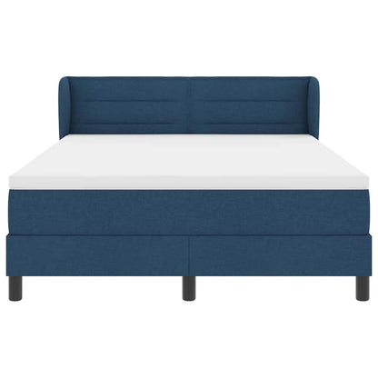 Postel S Boxspringem S Matrací S Čelo Modrá 140 X 190 Cm Textil