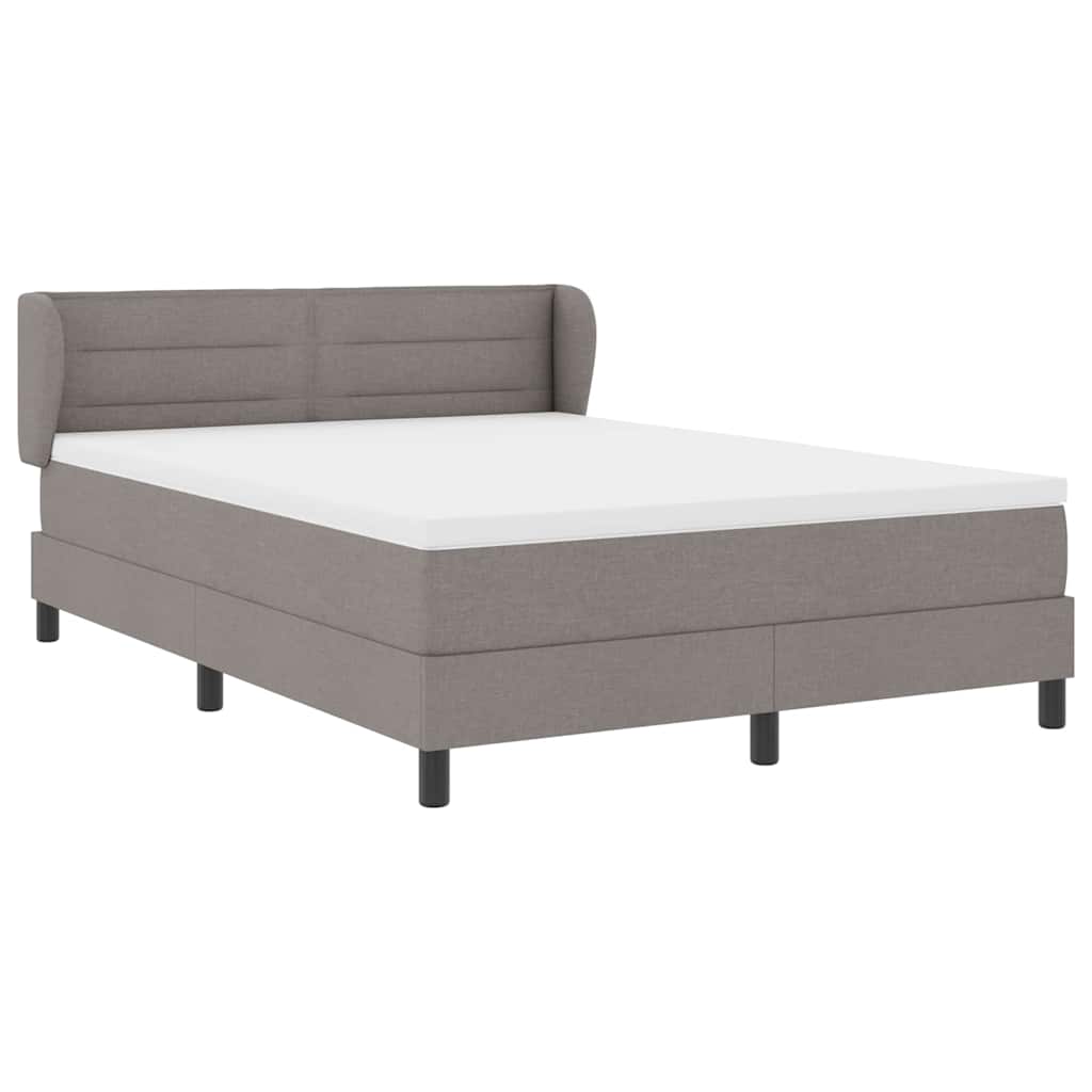 Postel S Boxspringem S Matrací S Čelo Taupe 140 X 200 Cm Textil
