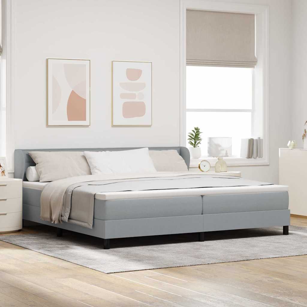 Postel S Boxspringem S Matrací Světle Šedá 200 X 200 Cm Textil