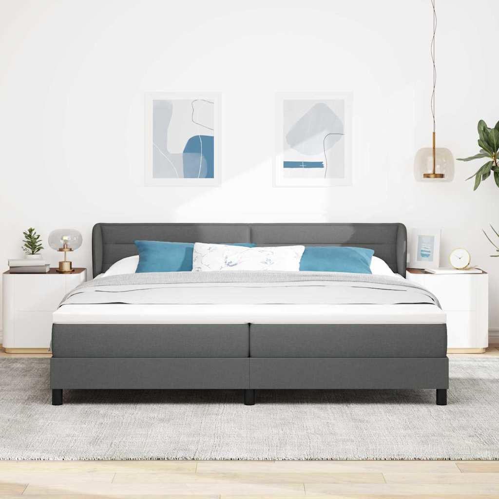 Postel S Boxspringem S Matrací Tmavě Šedá 200 X 200 Cm Textil