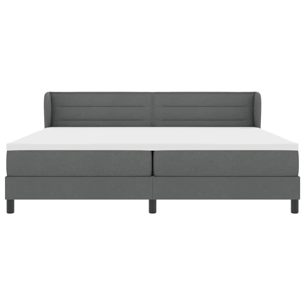 Postel S Boxspringem S Matrací Tmavě Šedá 200 X 200 Cm Textil