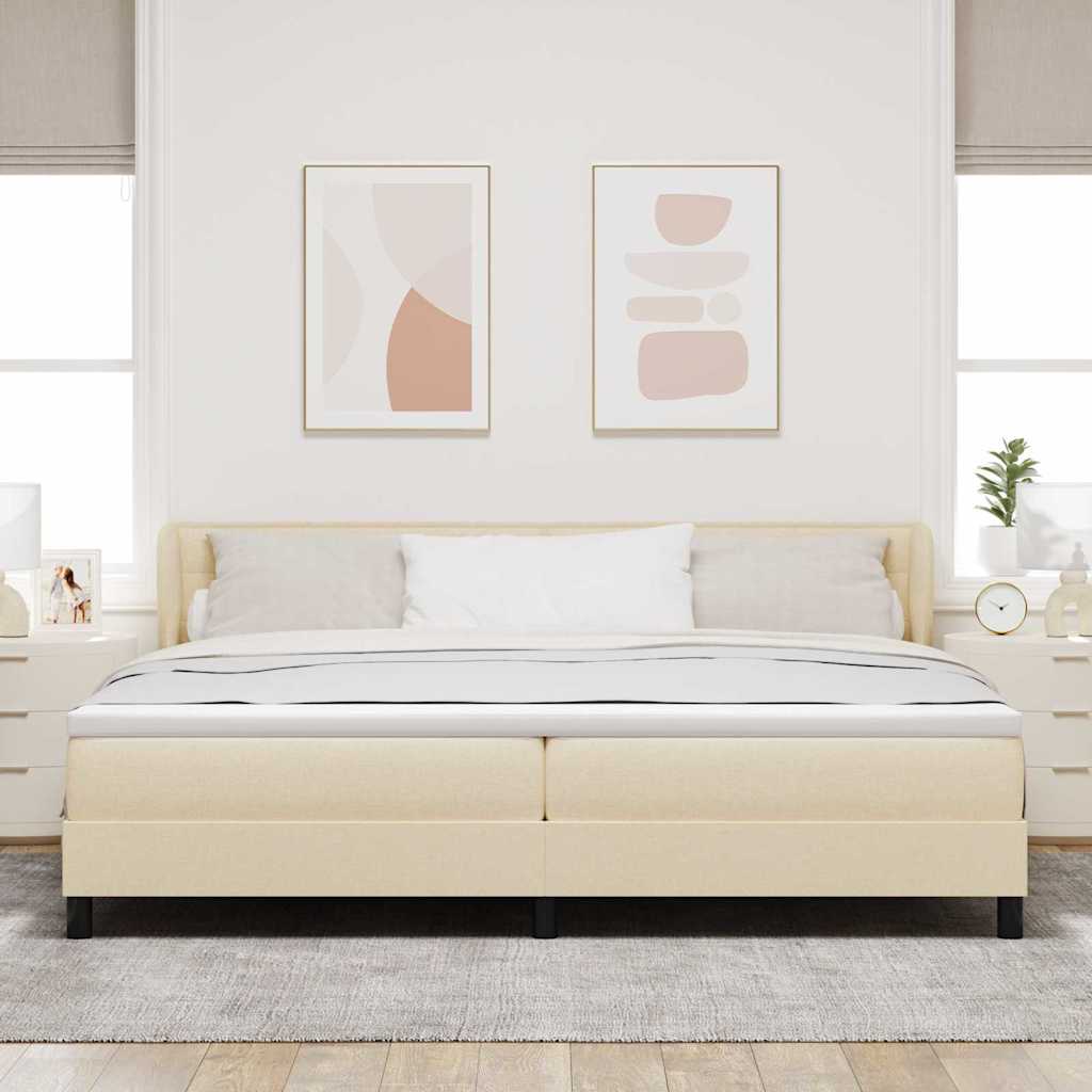 Postel S Boxspringem S Matrací Krémová 200 X 200 Cm Textil