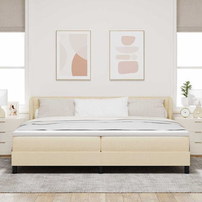 Postel S Boxspringem S Matrací Krémová 200 X 200 Cm Textil