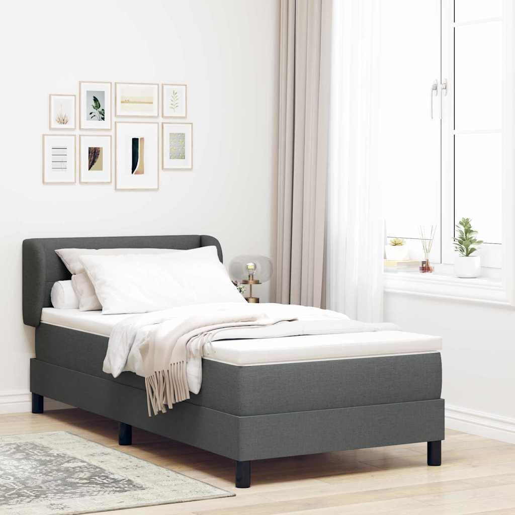 Postel S Boxspringem S Čelo Tmavě Šedá 80 X 200 Cm Textil