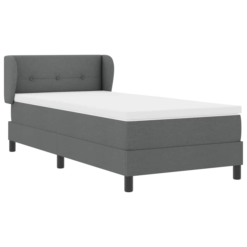 Postel S Boxspringem S Čelo Tmavě Šedá 80 X 200 Cm Textil
