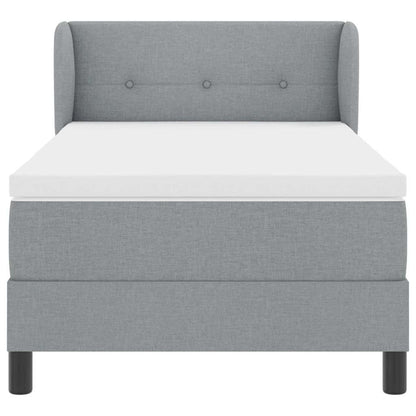 Postel S Boxspringem S Čelo Světle Šedá 90 X 190 Cm Textil