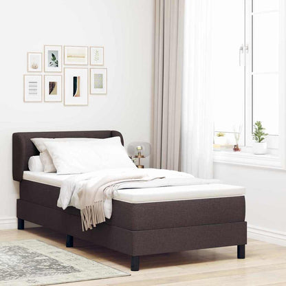 Postel S Boxspringem S Čelo Tmavě Hnědá 90 X 190 Cm Textil