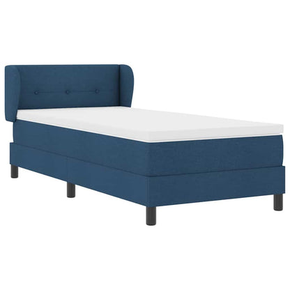 Postel S Boxspringem S Čelo Modrá 90 X 190 Cm Textil