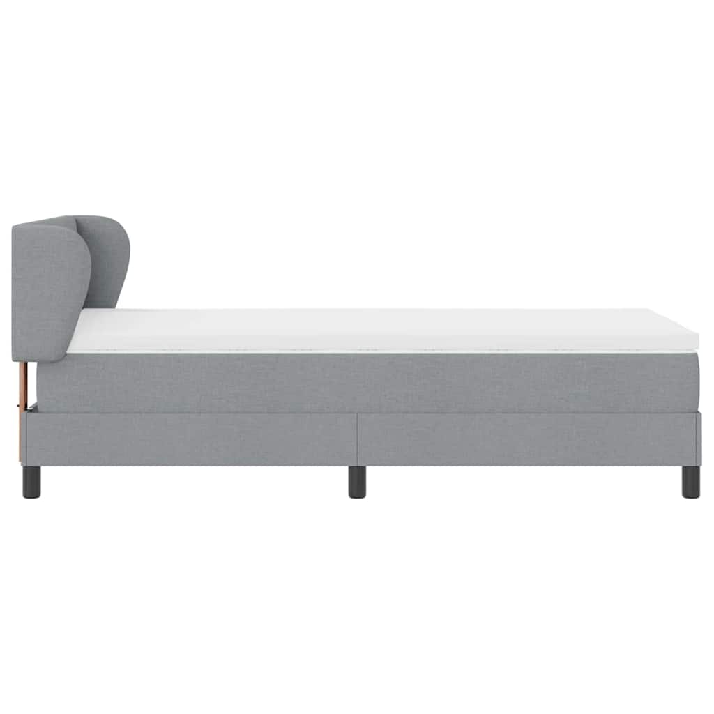 Postel S Boxspringem S Čelo Světle Šedá 100 X 200 Cm Textil