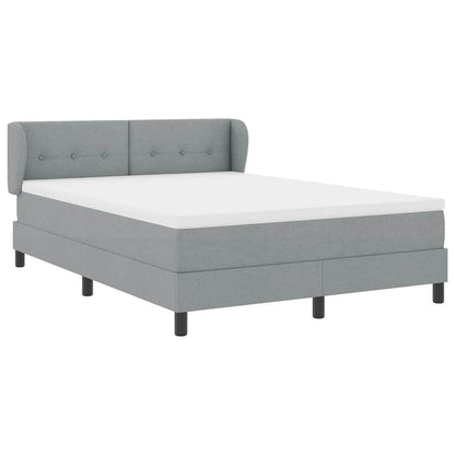 Postel S Boxspringem S Čelo Světle Šedá 140 X 190 Cm Textil