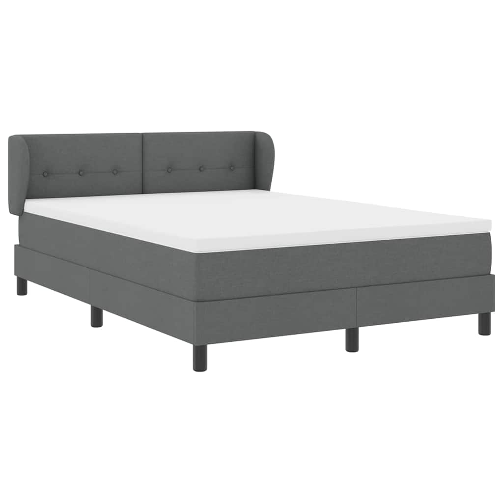 Postel S Boxspringem S Čelo Tmavě Šedá 140 X 190 Cm Textil
