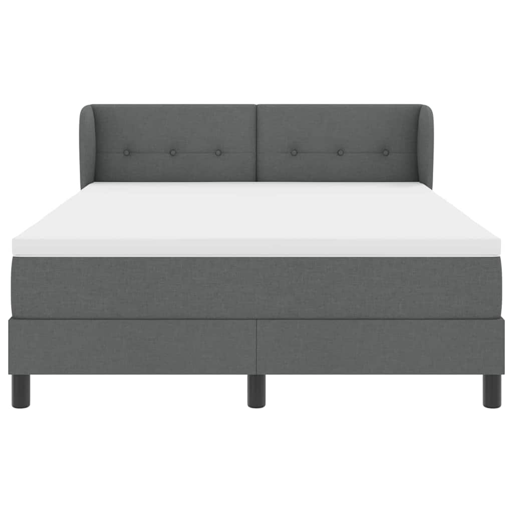 Postel S Boxspringem S Čelo Tmavě Šedá 140 X 190 Cm Textil