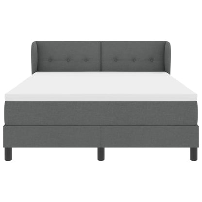 Postel S Boxspringem S Čelo Tmavě Šedá 140 X 190 Cm Textil