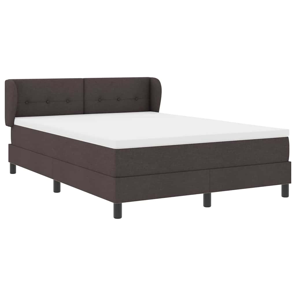 Postel S Boxspringem S Čelo Tmavě Hnědá 140 X 190 Cm Textil