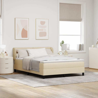 Postel S Boxspringem S Čelo Krémová 140 X 190 Cm Textil