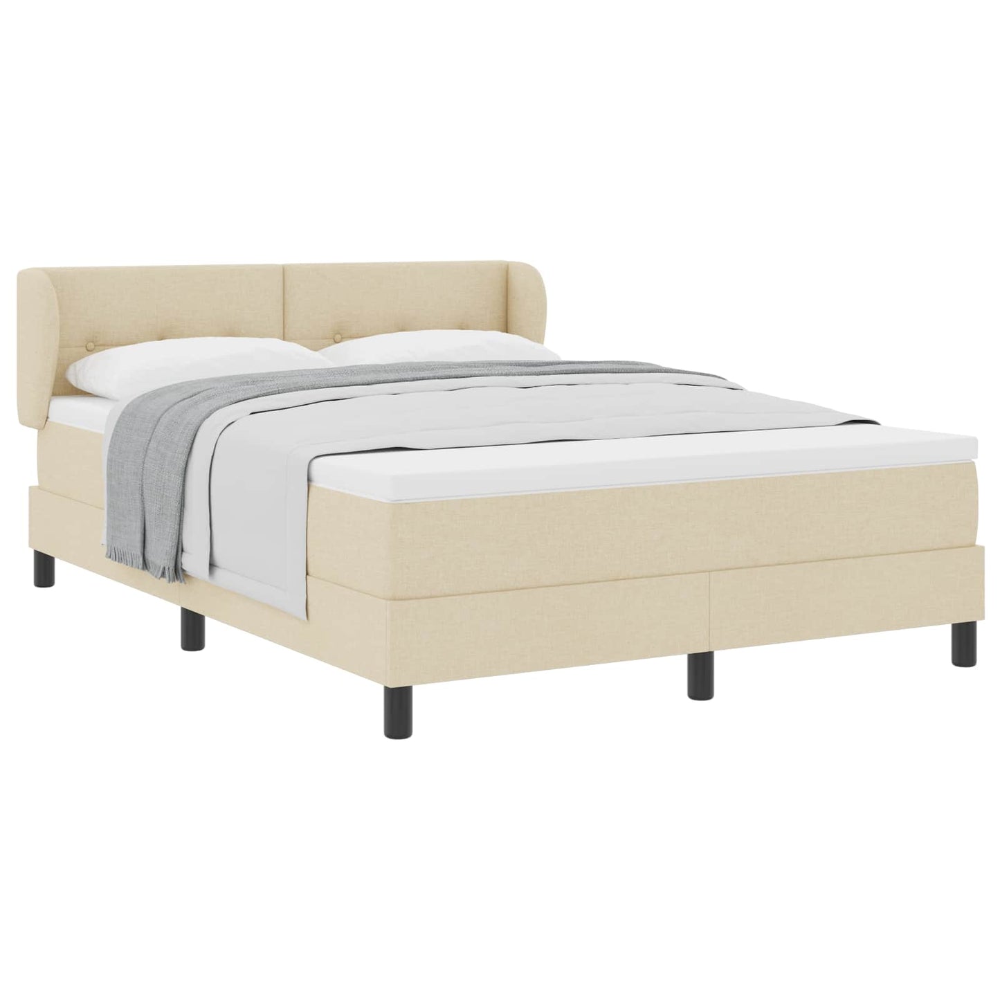 Postel S Boxspringem S Čelo Krémová 140 X 190 Cm Textil