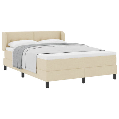 Postel S Boxspringem S Čelo Krémová 140 X 190 Cm Textil