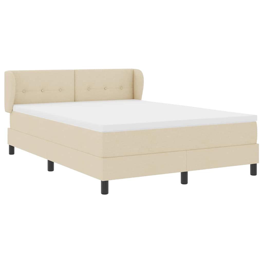 Postel S Boxspringem S Čelo Krémová 140 X 190 Cm Textil