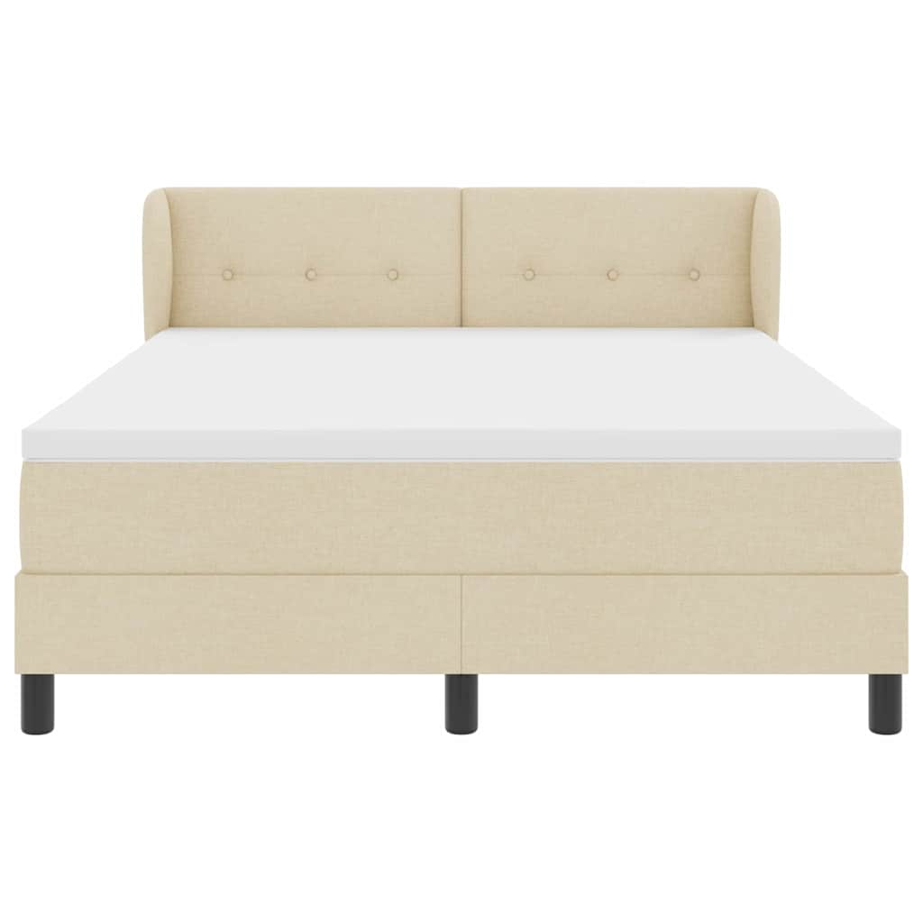 Postel S Boxspringem S Čelo Krémová 140 X 190 Cm Textil