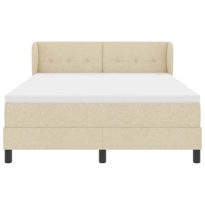 Postel S Boxspringem S Čelo Krémová 140 X 190 Cm Textil