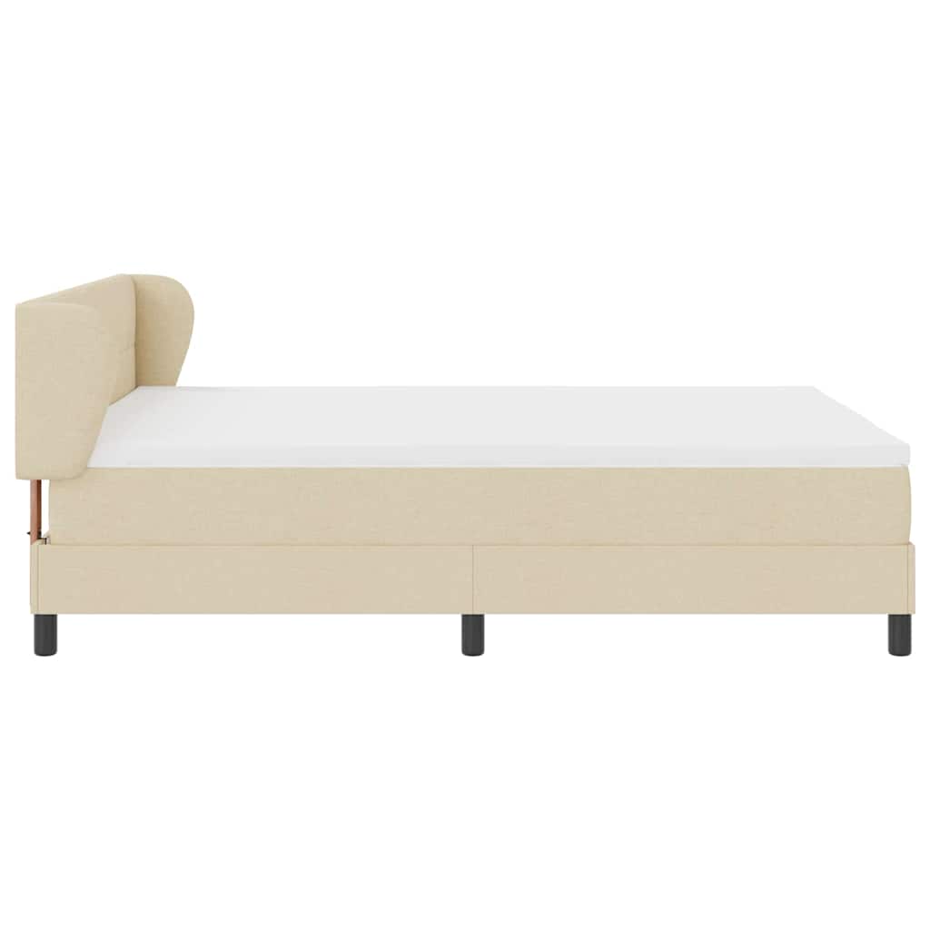 Postel S Boxspringem S Čelo Krémová 140 X 190 Cm Textil