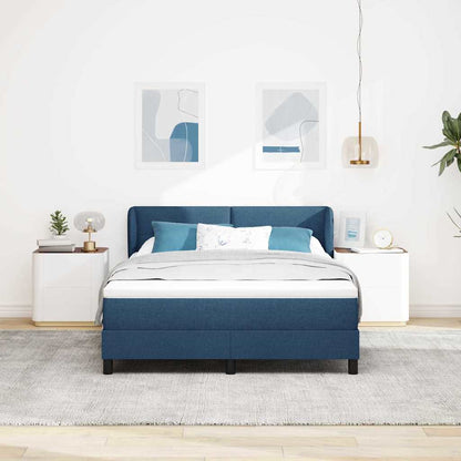 Postel S Boxspringem S Čelo Modrá 140 X 190 Cm Textil