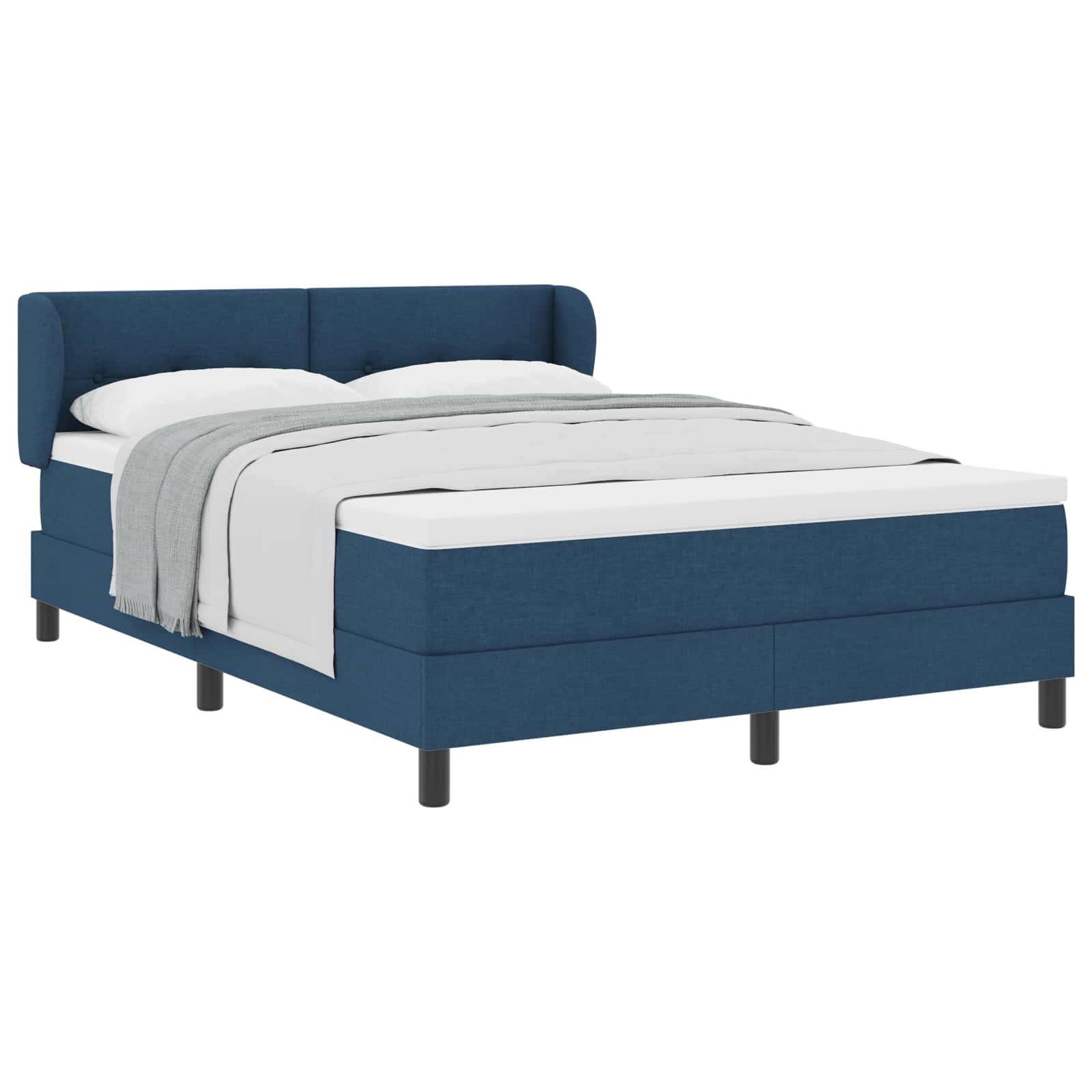 Postel S Boxspringem S Čelo Modrá 140 X 190 Cm Textil