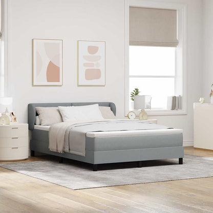 Postel S Boxspringem S Čelo Světle Šedá 140 X 200 Cm Textil