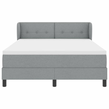 Postel S Boxspringem S Čelo Světle Šedá 140 X 200 Cm Textil