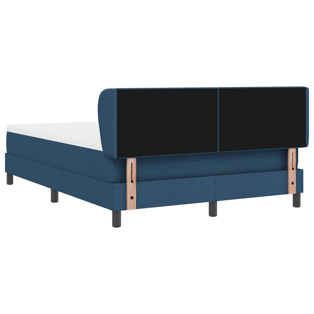 Postel S Boxspringem S Čelo Modrá 140 X 200 Cm Textil