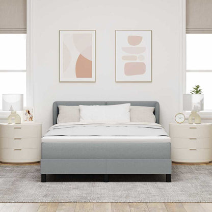 Postel S Boxspringem S Čelo Světle Šedá 160 X 200 Cm Textil