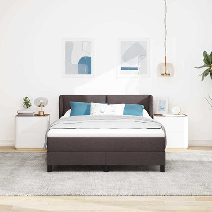 Postel S Boxspringem S Čelo Tmavě Hnědá 160 X 200 Cm Textil