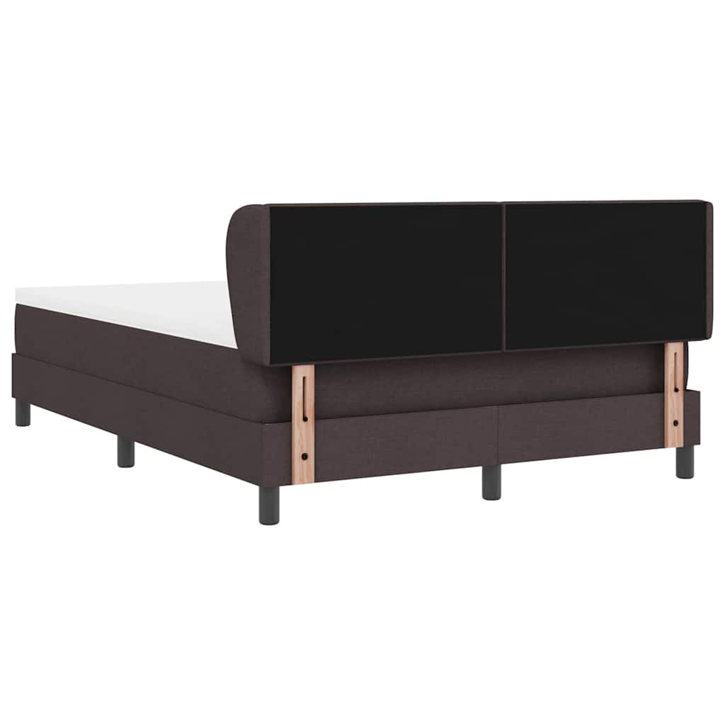 Postel S Boxspringem S Čelo Tmavě Hnědá 160 X 200 Cm Textil