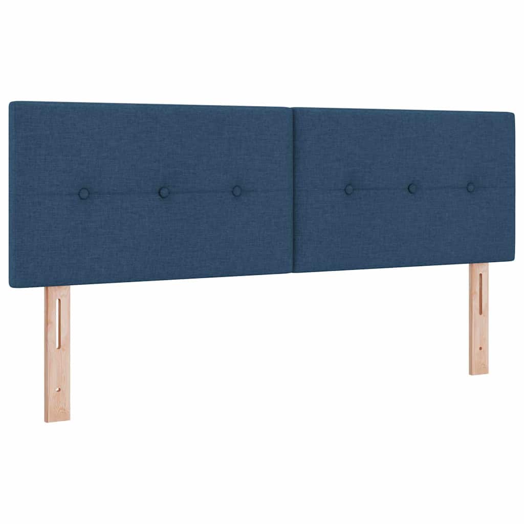 Postel S Boxspringem S Čelo Modrá 160 X 200 Cm Textil