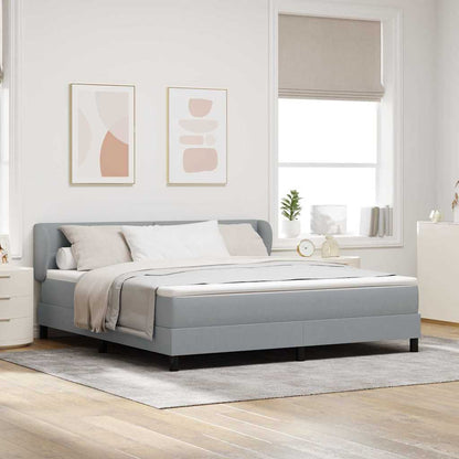 Postel S Boxspringem S Čelo Světle Šedá 180 X 200 Cm Textil