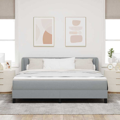 Postel S Boxspringem S Čelo Světle Šedá 180 X 200 Cm Textil