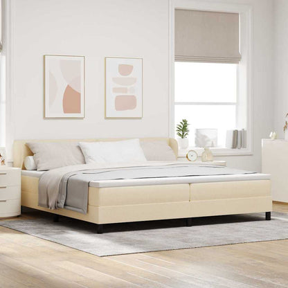 Postel S Boxspringem S Čelo Krémová 200 X 200 Cm Textil